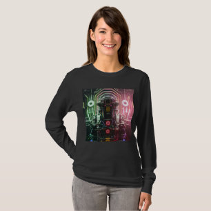 Robot 1 women black long sleeve T-shirt