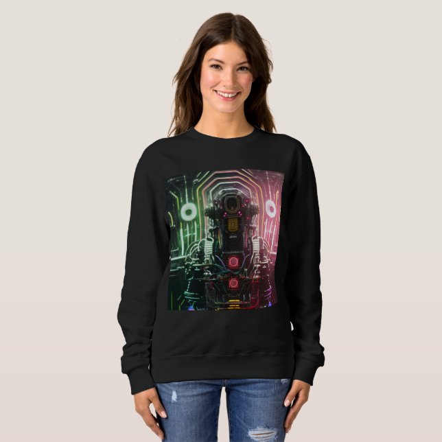  Robot 1 women black sweatshirt (Front Full)