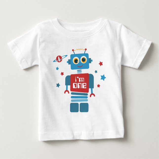Robot 1st Birthday Baby T-Shirt (Front)