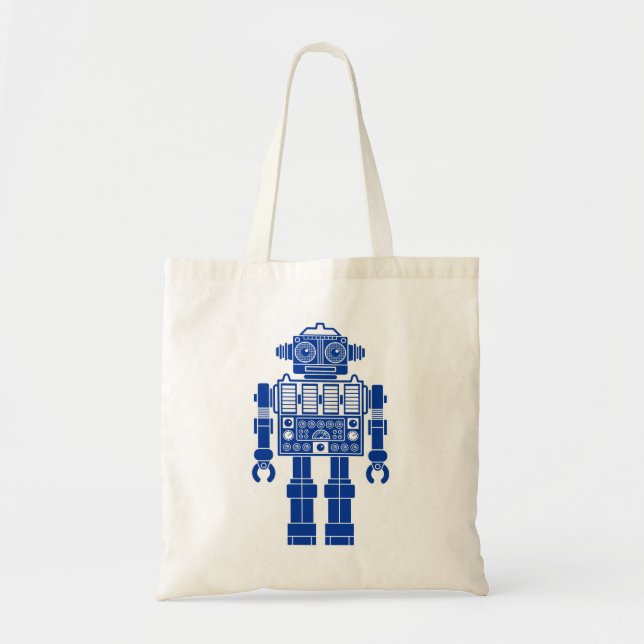 Robot 270620/08 - Navy Blue and White Tote Bag (Front)
