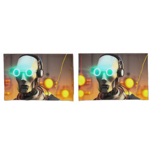 Robot 2 standard pillowcases 2 sided pair