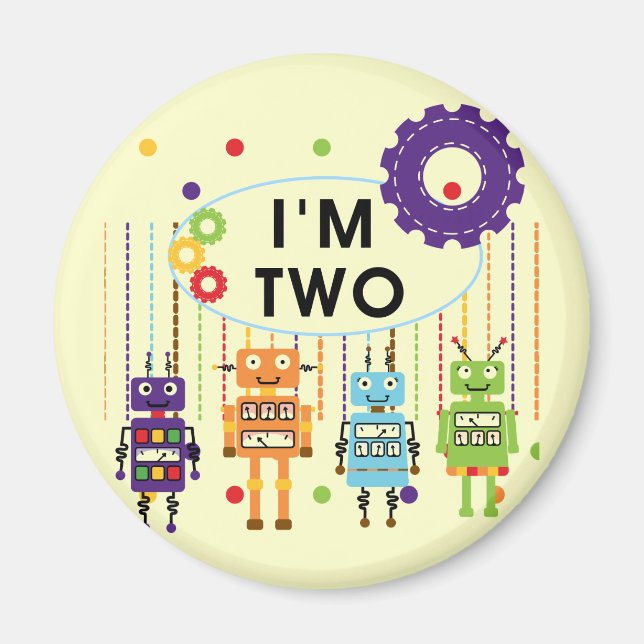 Robot 2nd Birthday tshirts and Gifts Magnet (Front)