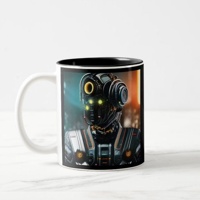 Robot 3 black two tone mug (Left)