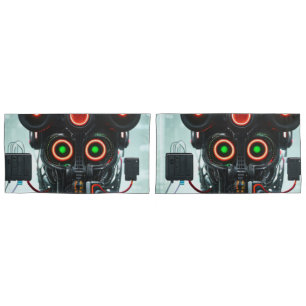 Robot 3 white king pillowcases pair