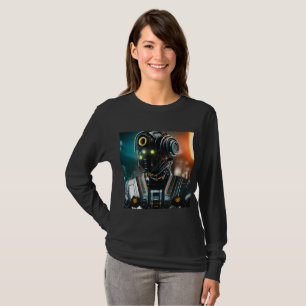 Robot 3 women black long sleeve T-shirt