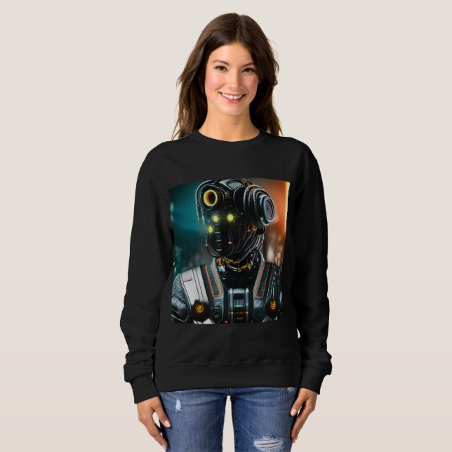  Robot 3 women black sweatshirt (Front Full)