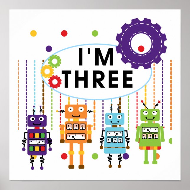 Robot 3rd Birthday T shirts and Gifts Poster (Front)