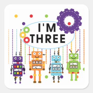 Robot 3rd Birthday T shirts and Gifts Square Sticker