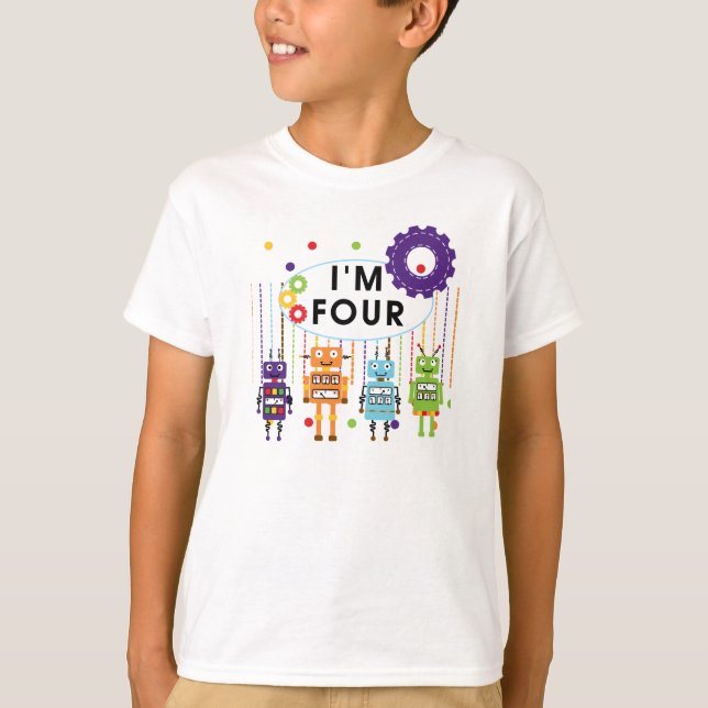 Robot 4th Birthday Tshirts and Gifts (Front)