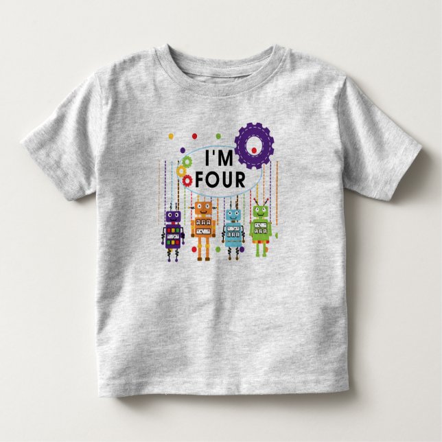 Robot 4th Birthday Tshirts and Gifts (Front)