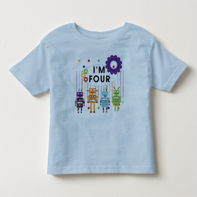 Robot 4th Birthday Tshirts and Gifts (Front)