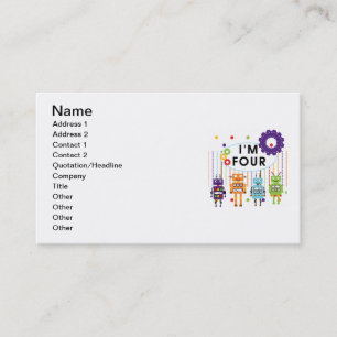 Robot 4th Birthday Tshirts and Gifts Business Card