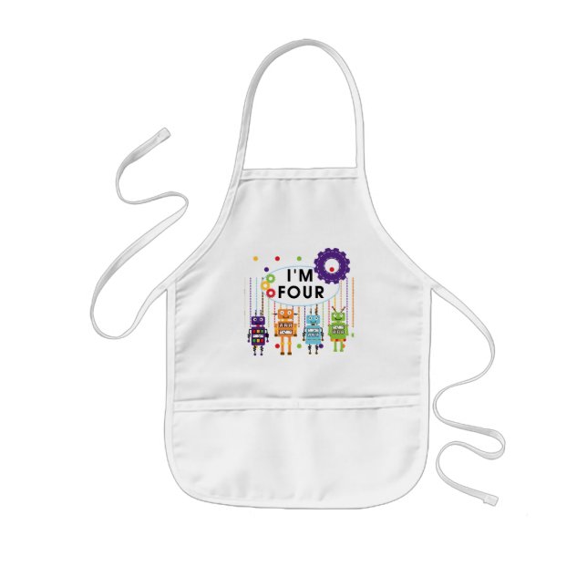 Robot 4th Birthday Tshirts and Gifts Kids Apron (Front)