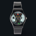 Robot 5 black silicone strap watch w numbers<br><div class="desc">Robot 5 watches are for National Science Day,  Science and Sci-Fi fans,  robot enthusiasts,  and cyberpunk art fans. Robot 5 is Steamy Raimon digital art.</div>