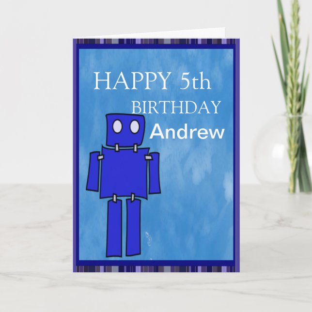 Robot 5th Birthday Card (Front)