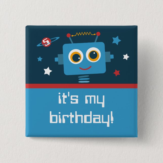 Robot 5th Birthday Custom Buttons (Front)