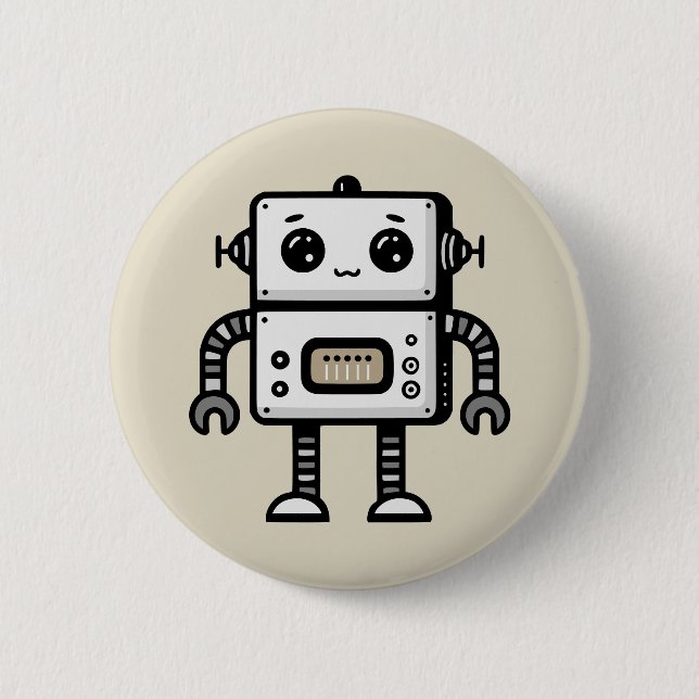 Robot 6 Cm Round Badge (Front)