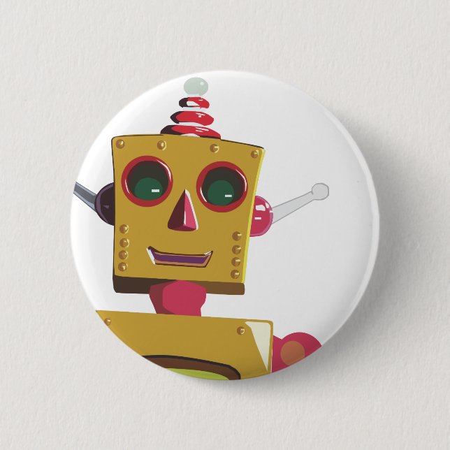 Robot 6 Cm Round Badge (Front)