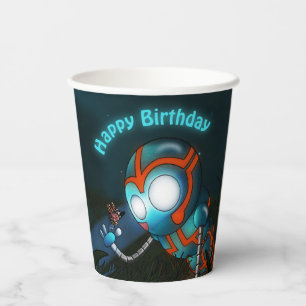 Robot and Butterfly Birthday Paper Cups