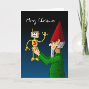 Robot and Christmas Elf Holiday Card