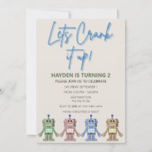 Robot and Gears Birthday Invitation