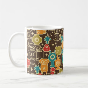 Robot and monsters modern seamless pattern in retr coffee mug