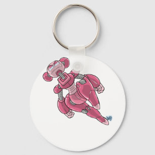 Robot Anime Girl Pink Sticker Key Ring