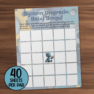 Robot Baby Shower Bingo Game Notepad