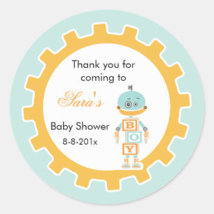 Robot Baby Shower Favour Sticker