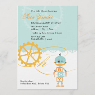 Robot Baby Shower Invitations     Boy