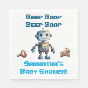 Robot Baby Shower Personalised Paper Napkins