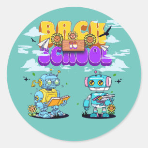 Robot - Back To School Classic Round Sticker