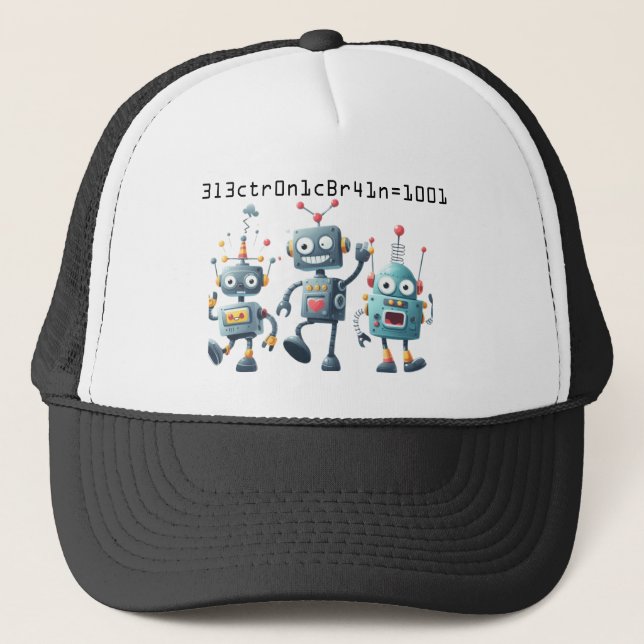 robot baseball enjoying group team trucker hat (Front)