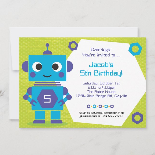 Robot Birthday Invitation (Front)