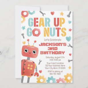 Robot Birthday Invitation, Boy Robot Invitation