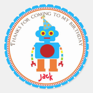 Robot Birthday Party Favour Stickers