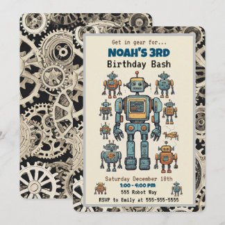 Robot Birthday Party Invitation