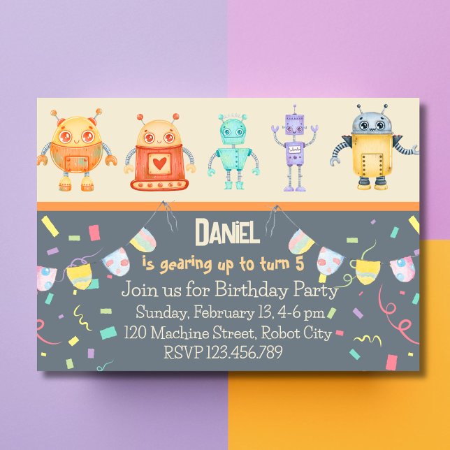 Robot Birthday Party Invitation (Creator Uploaded)
