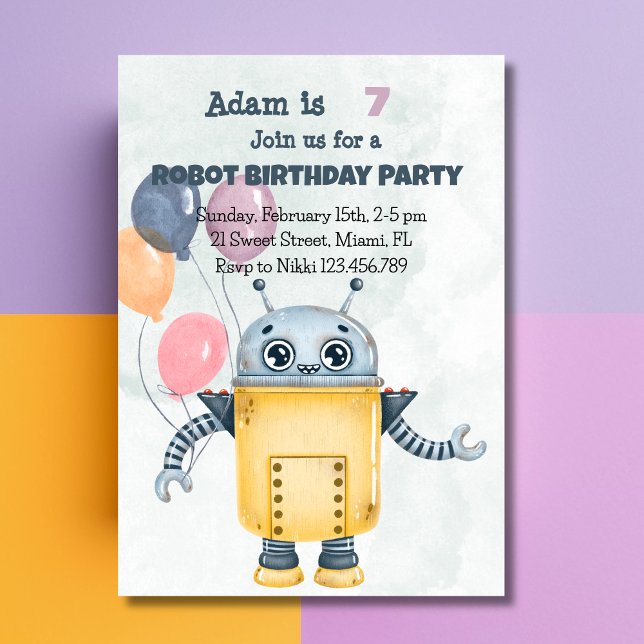 Robot Birthday Party Invitation (Creator Uploaded)