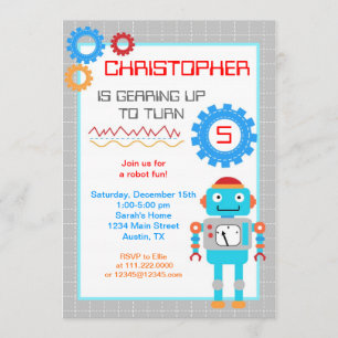 Robot Birthday Party Invitations