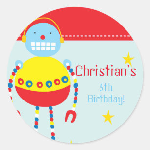 Robot Birthday Party Stickers