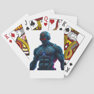 Robot Bodybuilder Playing Cards