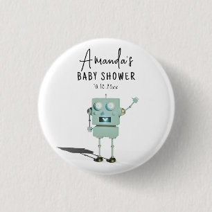 Robot boy Baby Shower  3 Cm Round Badge