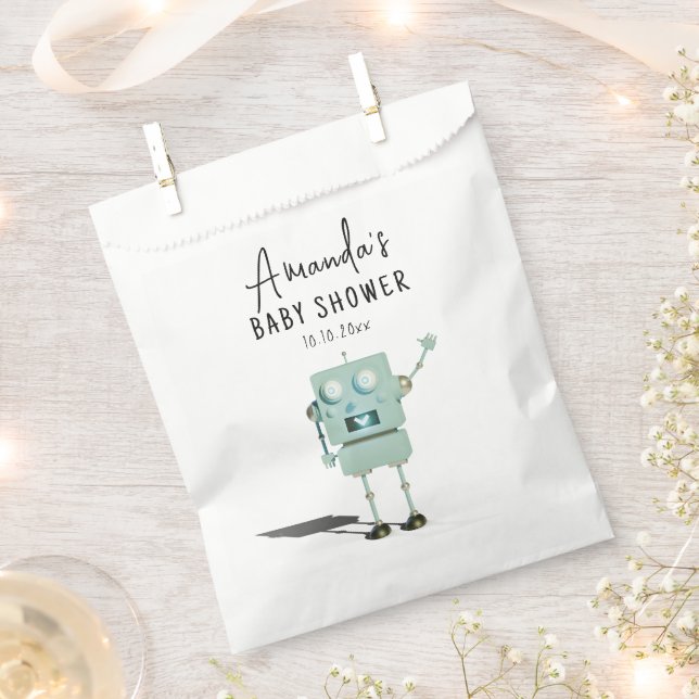 Robot boy Baby Shower  Favour Bag (Clipped)