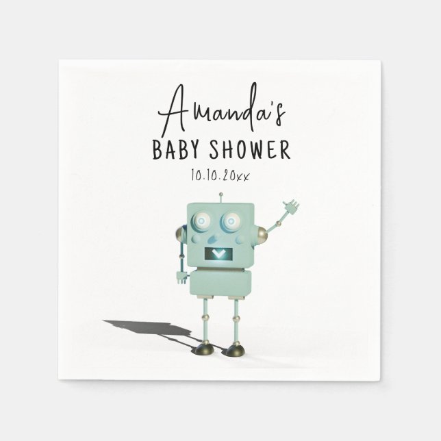Robot boy Baby Shower  Napkin (Front)