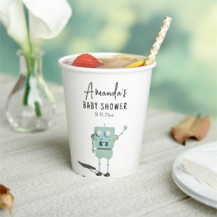 Robot boy Baby Shower Paper Cups
