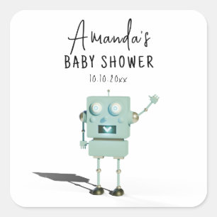 Robot boy Baby Shower Square Sticker