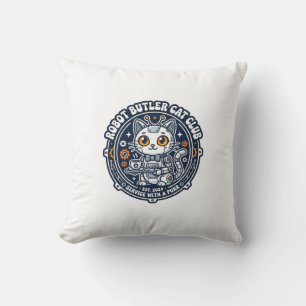 Robot Butler Cat Pet Lover Shirt Art - Robot Butle Cushion