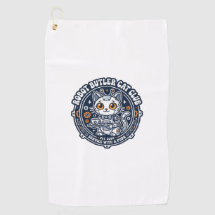 Robot Butler Cat Pet Lover Shirt Art - Robot Butle Golf Towel