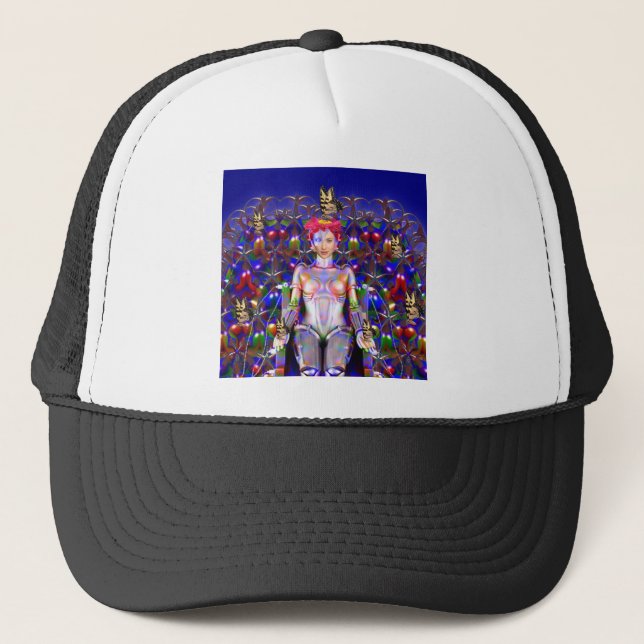 Robot Butterfly Trucker Hat (Front)